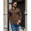COOFANDY Mens Waffle Knit Polo Shirts Casual Long Sleeve Polo Shirt(Brown)