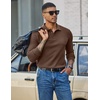 COOFANDY Mens Waffle Knit Polo Shirts Casual Long Sleeve Polo Shirt(Brown)
