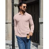 COOFANDY Mens Waffle Knit Polo Shirts Casual Long Sleeve Polo Shirt(Champagne)