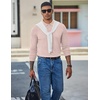 COOFANDY Mens Waffle Knit Polo Shirts Casual Long Sleeve Polo Shirt(Champagne)