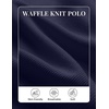 COOFANDY Mens Waffle Knit Polo Shirts Casual Long Sleeve Polo Shirt(Dark Blue)