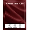 COOFANDY Mens Waffle Knit Polo Shirts Casual Long Sleeve Polo Shirt(Dark Red)
