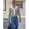 COOFANDY Mens Waffle Knit Polo Shirts Casual Long Sleeve Polo Shirt(Grey)