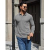 COOFANDY Mens Waffle Knit Polo Shirts Casual Long Sleeve Polo Shirt(Grey)