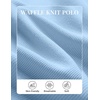 COOFANDY Mens Waffle Knit Polo Shirts Casual Long Sleeve Polo Shirt(Light Blue)
