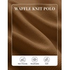COOFANDY Mens Waffle Knit Polo Shirts Casual Long Sleeve Polo Shirt(Light Brown)