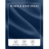 COOFANDY Mens Waffle Knit Polo Shirts Casual Long Sleeve Polo Shirt(Navy Blue)