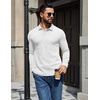 COOFANDY Mens Waffle Knit Polo Shirts Casual Long Sleeve Polo Shirt(White)