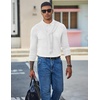 COOFANDY Mens Waffle Knit Polo Shirts Casual Long Sleeve Polo Shirt(White)