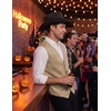 COOFANDY Men’s Western Vest Suede Cowboy Vest Casual Slim Fit Waistcoat(Beige)