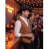 COOFANDY Men’s Western Vest Suede Cowboy Vest Casual Slim Fit Waistcoat(Brown)