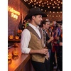 COOFANDY Men’s Western Vest Suede Cowboy Vest Casual Slim Fit Waistcoat(Coffe&khaki(with Pattern))