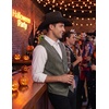 COOFANDY Men’s Western Vest Suede Cowboy Vest Casual Slim Fit Waistcoat(Grey)
