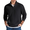 COOFANDY Men Corduroy Sweatshirt Quarter Zip Pullover Mock Neck Long Sleeve(Black)