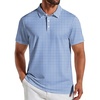 COOFANDY Mens Golf Polo Shirts Short Sleeve Quick Dry Casual Collared Shirt(Blue Flower)