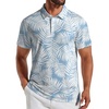 COOFANDY Mens Golf Polo Shirts Short Sleeve Quick Dry Casual Collared Shirt(Blue White Leaf)