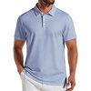 COOFANDY Mens Golf Polo Shirts Short Sleeve Quick Dry Casual Collared Shirt(Light Blue Square)