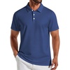 COOFANDY Mens Golf Polo Shirts Short Sleeve Quick Dry Casual Collared Shirt(Navy Blue Cross)