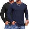 COOFANDY Men’s Long Sleeve T-Shirts Crew Neck Regular-Fit Tee Shirts Casual Basic Tshirts(Black&dark Blue)