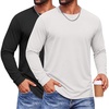 COOFANDY Men’s Long Sleeve T-Shirts Crew Neck Regular-Fit Tee Shirts Casual Basic Tshirts(Black&white)
