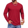 COOFANDY Men’s Long Sleeve T-Shirts Crew Neck Regular-Fit Tee Shirts Casual Basic Tshirts(Red)