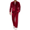 COOFANDY Mens Velour Tracksuit 2 Piece Set Sweatsuits Velvet Jogging Suits(Burgundy)