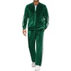 COOFANDY Mens Velour Tracksuit 2 Piece Set Sweatsuits Velvet Jogging Suits(Lake Green)