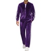COOFANDY Mens Velour Tracksuit 2 Piece Set Sweatsuits Velvet Jogging Suits(Purple)