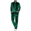 COOFANDY Mens Velour Tracksuit 2 Piece Set Velvet Track Suits for Party(Evergreen)