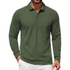 COOFANDY Mens Waffle Knit Polo Shirts Casual Long Sleeve Polo Shirt(Army Green)