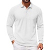 COOFANDY Mens Waffle Knit Polo Shirts Casual Long Sleeve Polo Shirt(White)