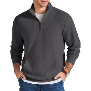 COOFANDY Men Corduroy Sweatshirt Quarter Zip Pullover Mock Neck Long Sleeve(Dark Grey)