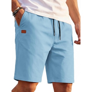 COOFANDY Mens Casual Cotton 9” Shorts Drawstring Summer Beach Chino Shorts(Baby Blue)