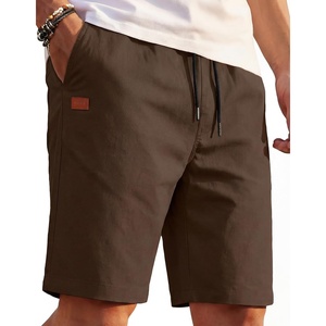 COOFANDY Mens Casual Cotton 9” Shorts Drawstring Summer Beach Chino Shorts(Brown)