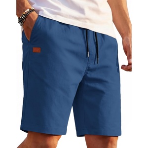 COOFANDY Mens Casual Cotton 9” Shorts Drawstring Summer Beach Chino Shorts(Denim Blue)