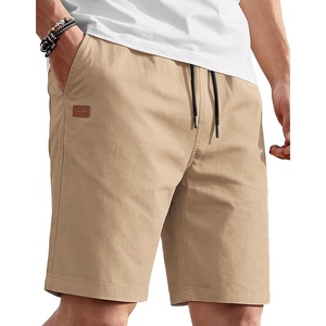 COOFANDY Mens Casual Cotton 9” Shorts Drawstring Summer Beach Chino Shorts(Khaki)
