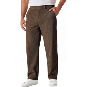 COOFANDY Men’s Corduroy Pant Straight Fit Flat Front Casual Dress Slacks(Dark Brown)