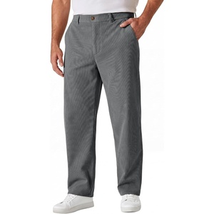 COOFANDY Men’s Corduroy Pant Straight Fit Flat Front Casual Dress Slacks(Gray)