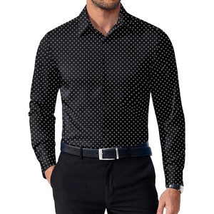 COOFANDY Mens Dress Shirts Long Sleeve Button Down Shirts Regular Fit Business Casual Shirts(Black – White Geometric Square)