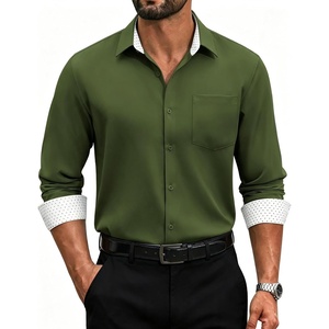 COOFANDY Men’s Dress Shirts Stretch Long Sleeve Casual Button Down Shirts(Army Green)