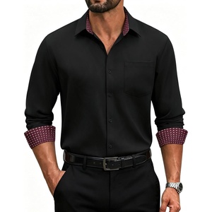COOFANDY Men’s Dress Shirts Stretch Long Sleeve Casual Button Down Shirts(Black)