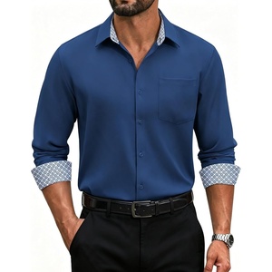 COOFANDY Men’s Dress Shirts Stretch Long Sleeve Casual Button Down Shirts(Blue)