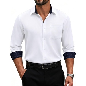 COOFANDY Men’s Dress Shirts Stretch Long Sleeve Casual Button Down Shirts(White)