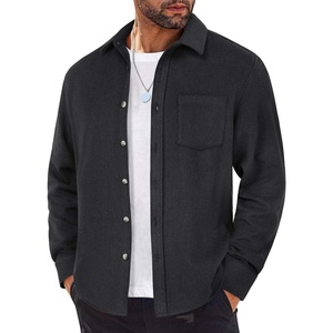 COOFANDY Mens Flannel Shirts Long Sleeve Lightweight Plaid Shirt Casual Button Down Shirts Jacket(Black Solid)