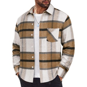 COOFANDY Mens Flannel Shirts Long Sleeve Lightweight Plaid Shirt Casual Button Down Shirts Jacket(Khaki Plaid)