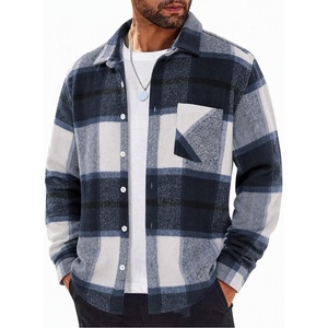 COOFANDY Mens Flannel Shirts Long Sleeve Lightweight Plaid Shirt Casual Button Down Shirts Jacket(Navy White)