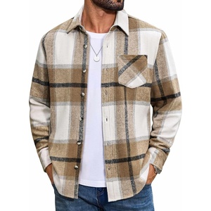 COOFANDY Mens Flannel Shirts Long Sleeve Plaid Button Down Shirt Jackets(01-light Khaki Plaid)