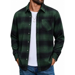 COOFANDY Mens Flannel Shirts Long Sleeve Plaid Button Down Shirt Jackets(Green Black Plaid)