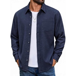 COOFANDY Mens Flannel Shirts Long Sleeve Plaid Button Down Shirt Jackets(Navy Blue)