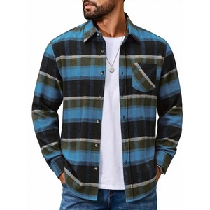 COOFANDY Mens Flannel Shirts Long Sleeve Plaid Button Down Shirt Jackets(Olive Blue Plaid)